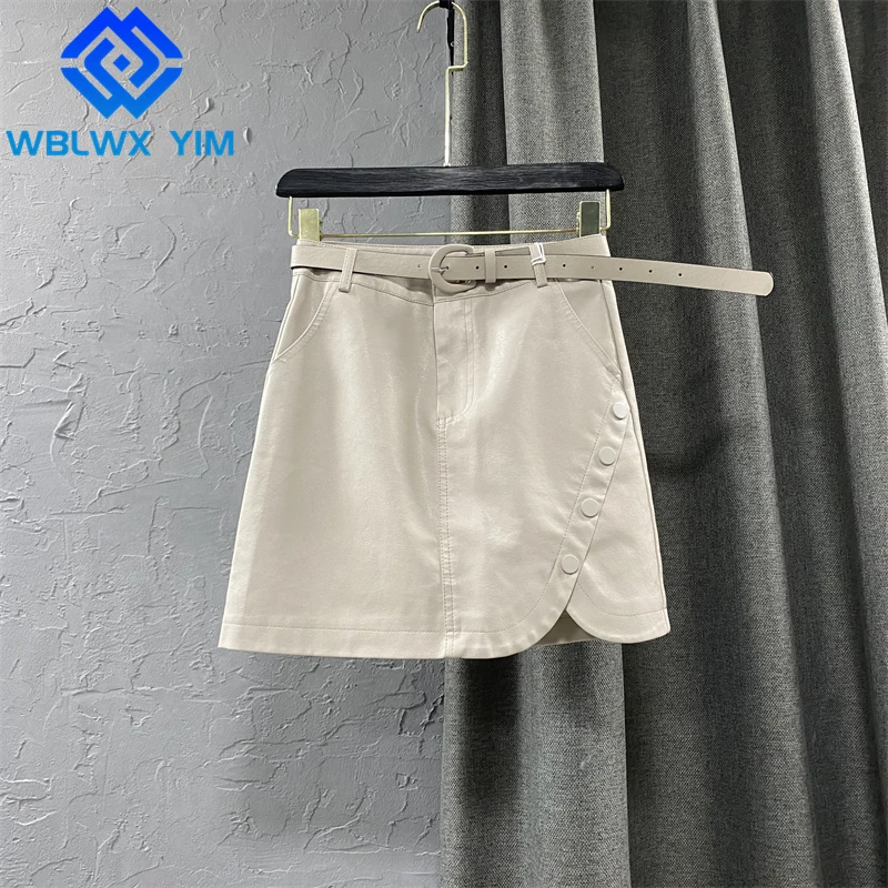 

Женская мини-юбка из ПУ кожи, с карманами, на пуговицах