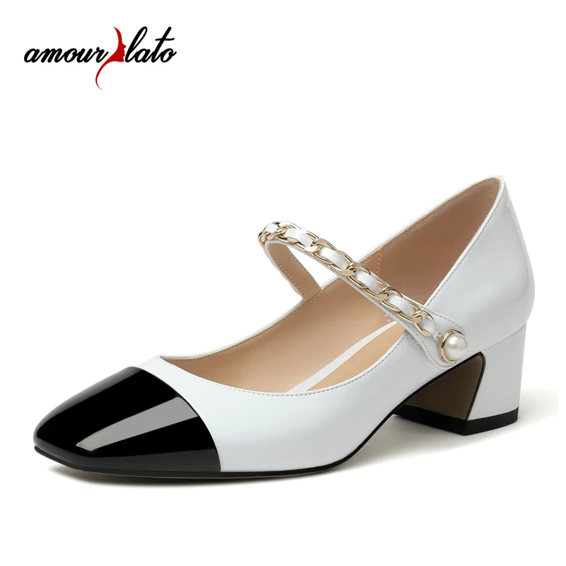 

Amourplato Chaussure Femme квадратный носок низкий каблук туфли-лодочки для женщин блочный каблук туфли на толстом каблуке Zapatillas Tenis Feminino
