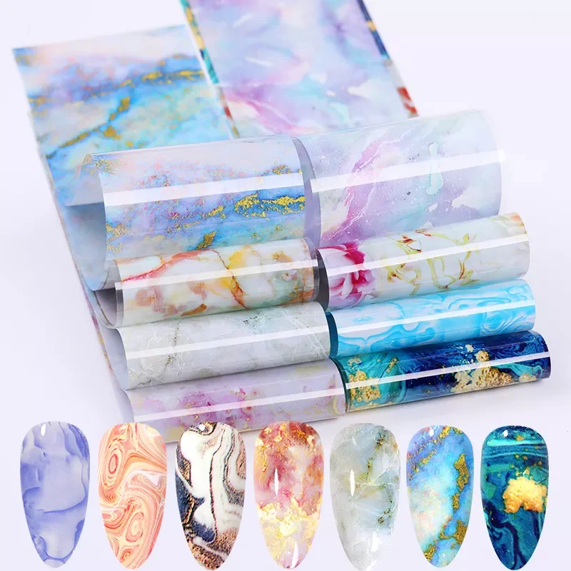 

2022NEW Pcs Nail Foils With Color Marble Flower Gilding Pattern Nail Transfer Foil Nails Art Decorations 4*20cm