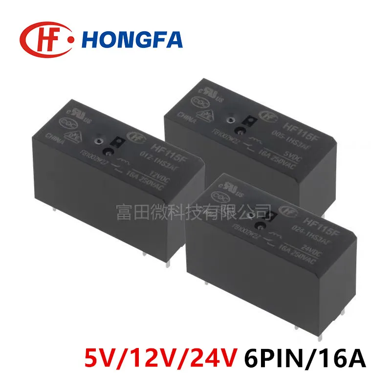 

Силовое реле HONGFA HF115F 6Pin 16A 5V 12V 24V