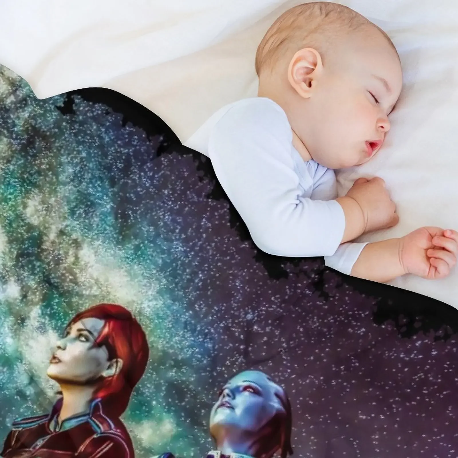 Плед Mass Effect - Shepard &amp Liara дизайнерское мягкое Клетчатое одеяло большие одеяла