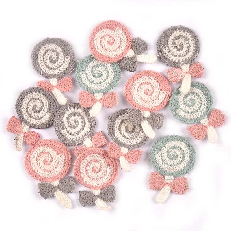 10 шт., 3 цвета, аппликация в виде леденца, вязаные нашивки для рукоделия, кружевная одежда, аксессуары для украшения одежды, Швейные аксессуары C2439