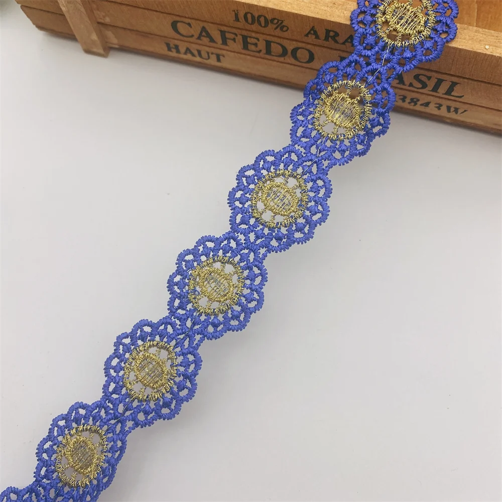 10 ярдов 15 цветов красочная африканская золотая вышитая тесьма кружевная лента