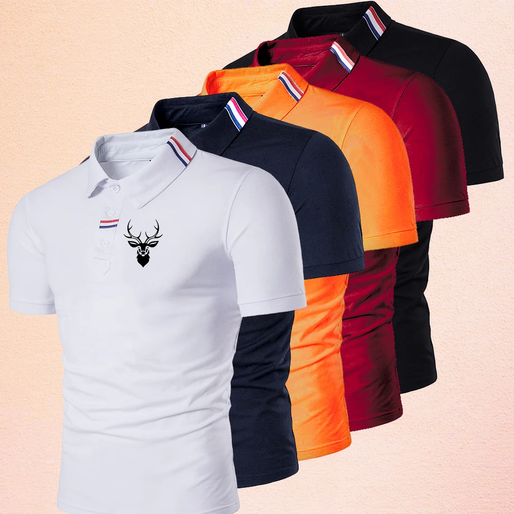 

Summer Antlers Print T-Shirt New Men's Polo Shirt Casual Short Sleeve Top