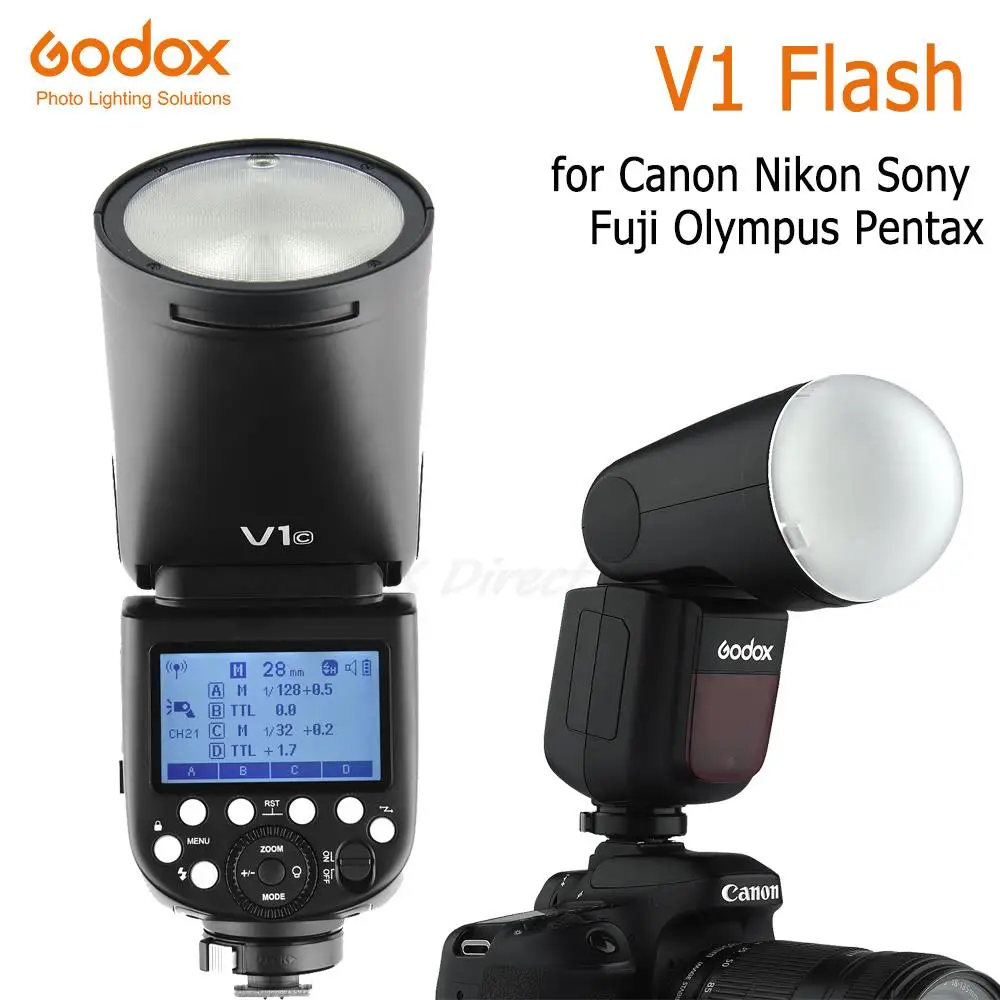 Godox V1 Flash V1C V1N V1S V1F V1O V1P TTL HSS 1/8000s Camera Speedlite Flash For Sony Niko Canon Fujifilm Olympus Pentax