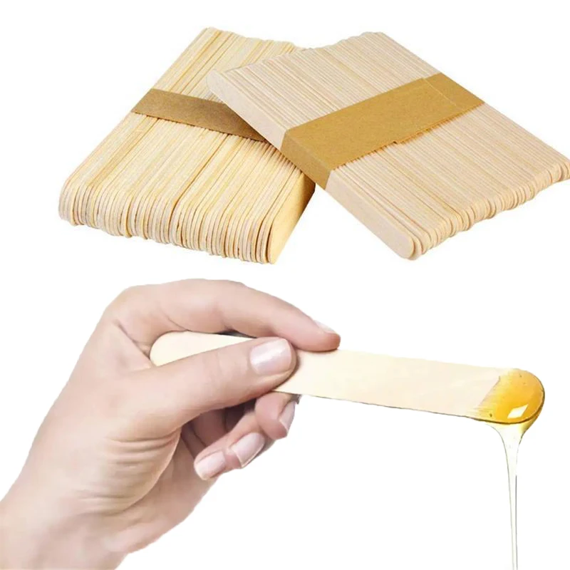 

50pcs Wood Applicators Sticks for Wax Hair Removal - Natural Birch Wooden Spatulas for Hair Removal Eyebrow and Body