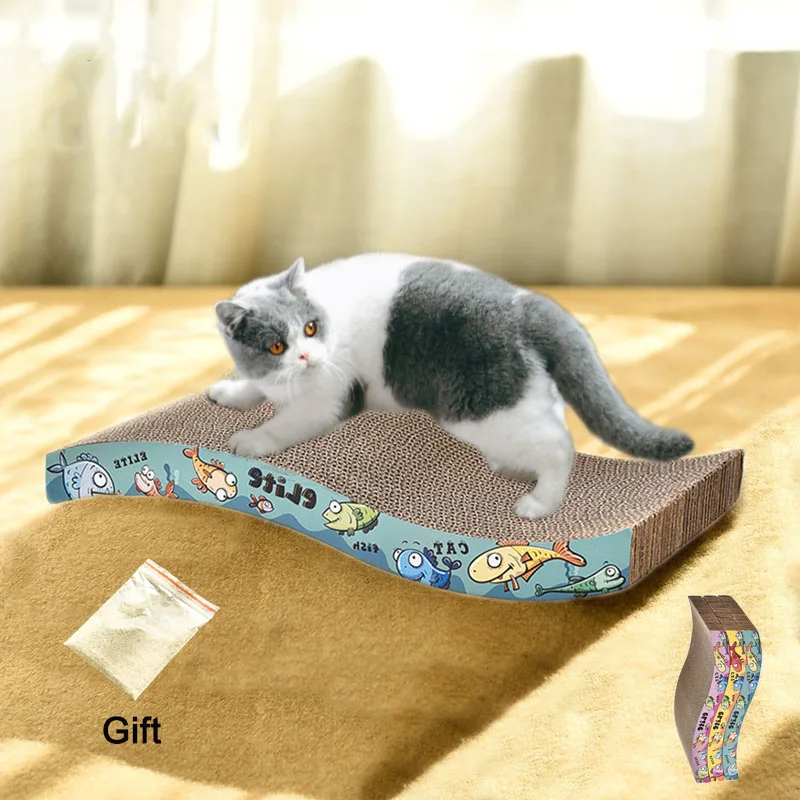 

Corrugated Cat Scratch Board Double-Sided Durable Pet Scratcher Pad Bed Mat With Catnip Toy Claw Care Kitten Interactive Cat Toy
