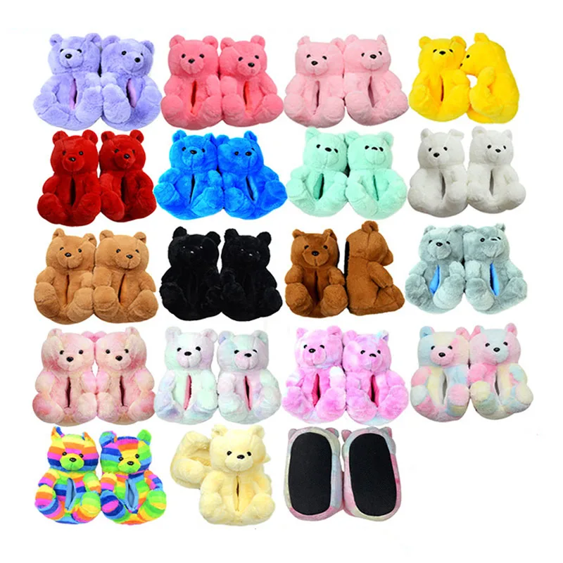 

New Plush Women Slippers Cartoon Bear Cute Indoor Cotton Shoes Comfortable Warm Homes Neakers Light Non-slip Soft Bottom Slides