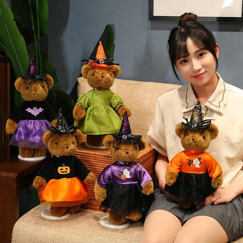 

42CM Kawaii Teddy Bear Wearing Clothes Plush Toy Doll Soft Stuffed Animal Bear Toys for Girls Boys Children Halloween Gift