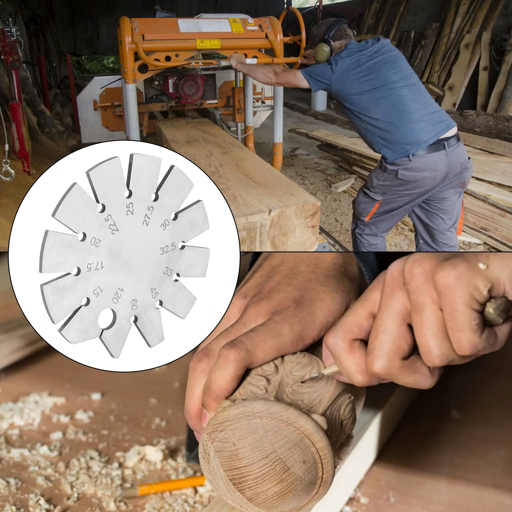 Bevel Gauge Axe Angle Round Shape Knife Finder Blade 15-120° for Measuring