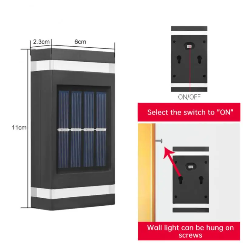 

Светодиодный светильник с солнечной батареей, наружное водонепроницаемое освещение вверх и вниз, освещение для лестниц, забора, солнечный свет, украшение сада