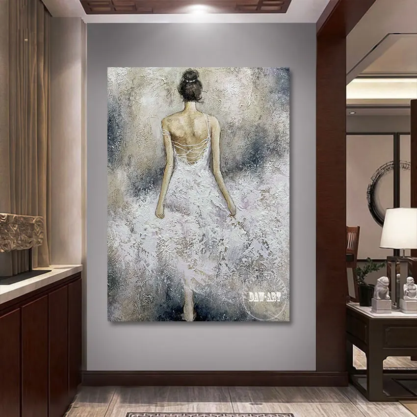 

Handmade Portrait Art Wall Picture For Office Unframed Sexy Lady Dancing Ballet Canvas Abstract Oil Painting Bedroom Decoration