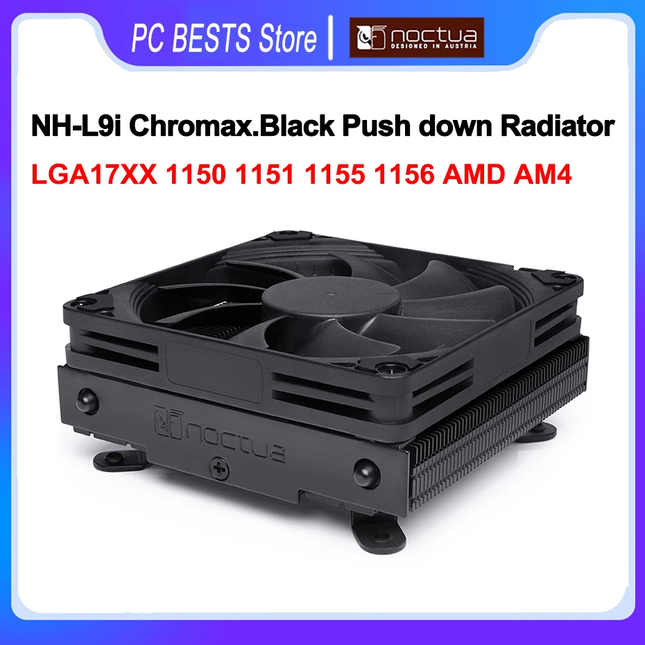 Фото Noctua NH-L9i Chromax. Черный радиатор 37 мм, низкопрофильный кулер для ЦП, охлаждающий вентилятор HTPC для маленьких Intel LGA17XX 1150 1151 1155 AMD №1