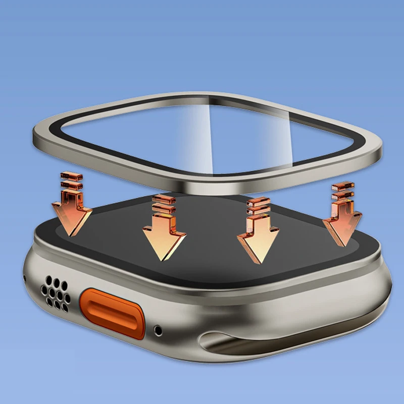 Metal Bumper+Tempered Glass For Apple Watch Ultra 49mm Case Accessories Screen Protector Metal Bezel Full Film iWatch Ultra 49mm