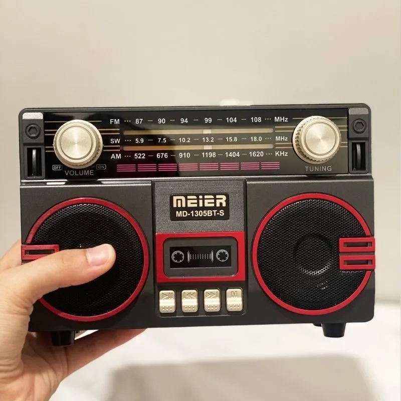Фото Ретро-радиоприемник MD-1305BT-S с поддержкой FM/SW/AM, многодиапазонный, Hi-Fi, беспроводной Bluetooth-динамик, воспроизведение с TF-карты, USB, AUX №3