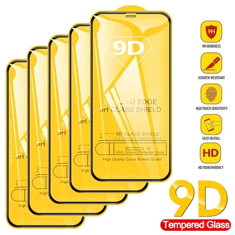 Protecteur d'écran pour IPhone, 1 à 5 pièces, couverture complète en verre trempé 9D pour modèles 6 S, 8, 7 Plus, 11, 12, 13 Pro Max, 13, 14, XS, X, XR