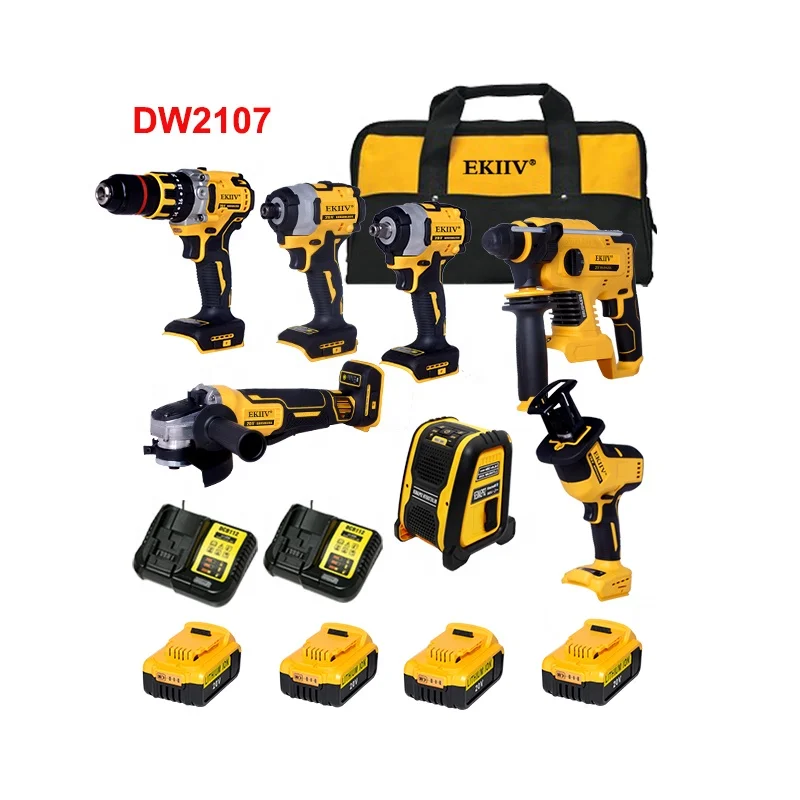 Hot sales Profession DEWALTS 20V max 18v 21v 2.0A 4.0A 5.0A 3.0A replaceable battery brushless 7-tools cordless tool combo kits