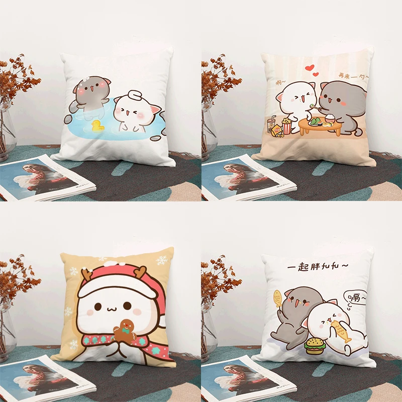 

Pillowcase Double-sided Printed Bubududu Short Plush Cute Pillowcase 45x45cm Cushion Cover Pillowcase Halloween Home Decoration