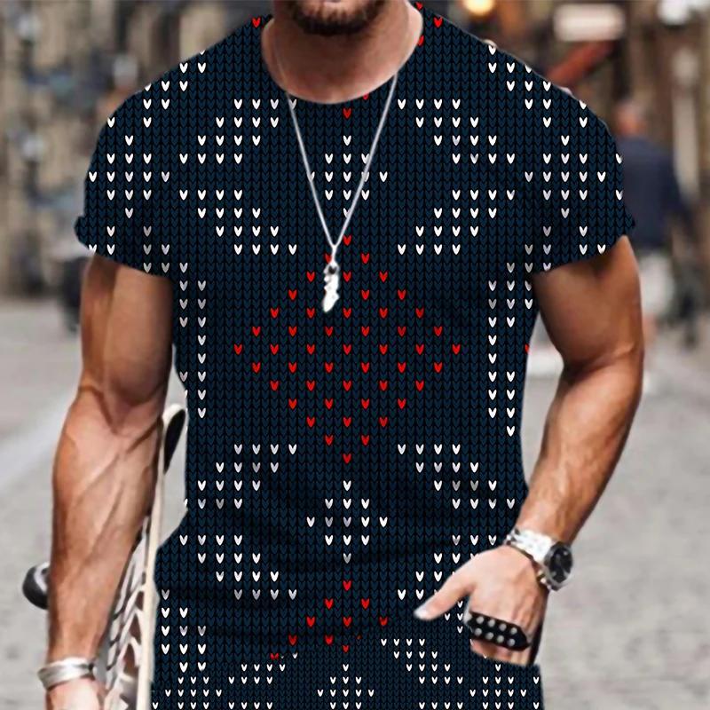 

Men's T-shirts Christmas Pattern Tracksuit Casual Short Sleeve Summer Street Oversized T-shirt Sportswear Tops 2022 New Hip-hop