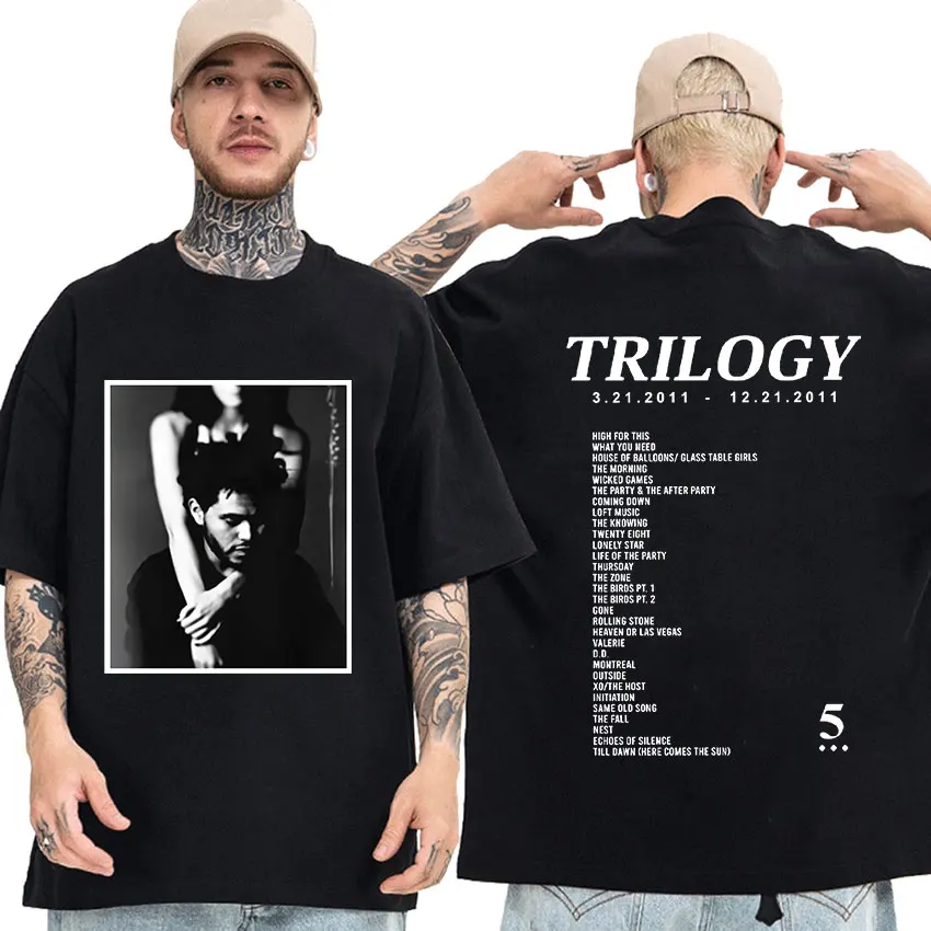 

The Weeknd Trilogy Music Album Graphic T Shirt Men Women Hip Hop Rock T-Shirts Men's 100% Cotton Oversized Tee Shirt Streetwear