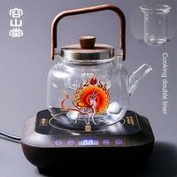 enamel color tea brewing pot heat resistant glass steam teapot electric ceramic water boiling kettle set lifting handle health