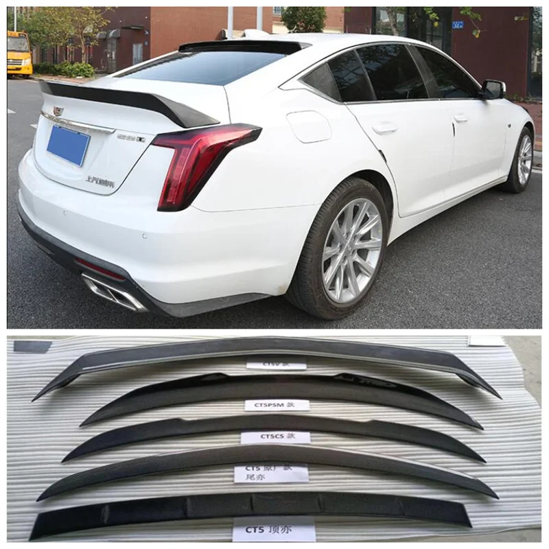 

For Cadillac CT5 2020 2021 2022 2023 High Quality Carbon Fiber Car Rear Trunk Lip Spoiler Wing