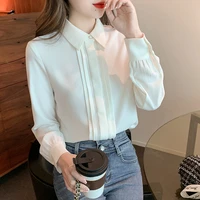office lady white womens shirts fashion chiffon long sleeve blouse elegant patchwork button up shirt basic tops women clothing