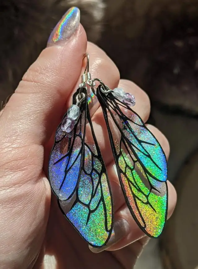 Handamde Forest Magic Holographic Fairy Wing Jewelry Nature Jewelry Gift