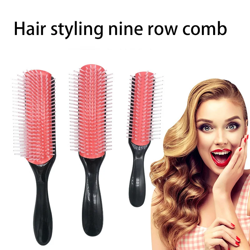 

HEALLOR Hair Comb 9-Row Detangling Hair Brush Rat Tail Comb Styling Hairbrush Straight Curly Wet Hair Scalp Massage Brush Women