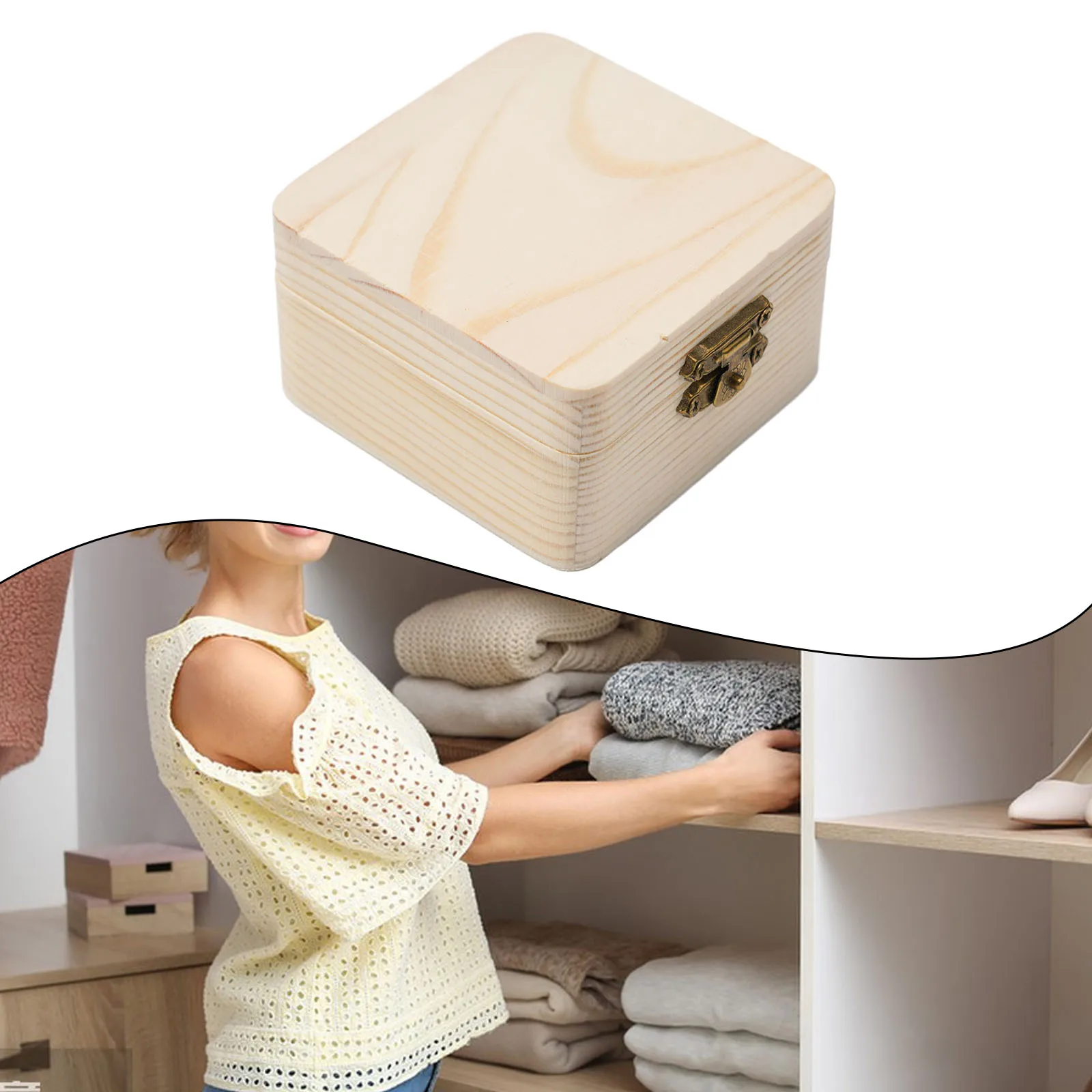 1 шт. деревянная коробка для хранения 8x8x4 5 см