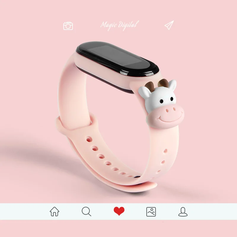 For Mi Band 7 6 5 4 3 Strap Doll Patch Silicone Strap Smart Bracelet Belt Cute Replacement For XiaoMi band 6 5 4 Strap Wristband