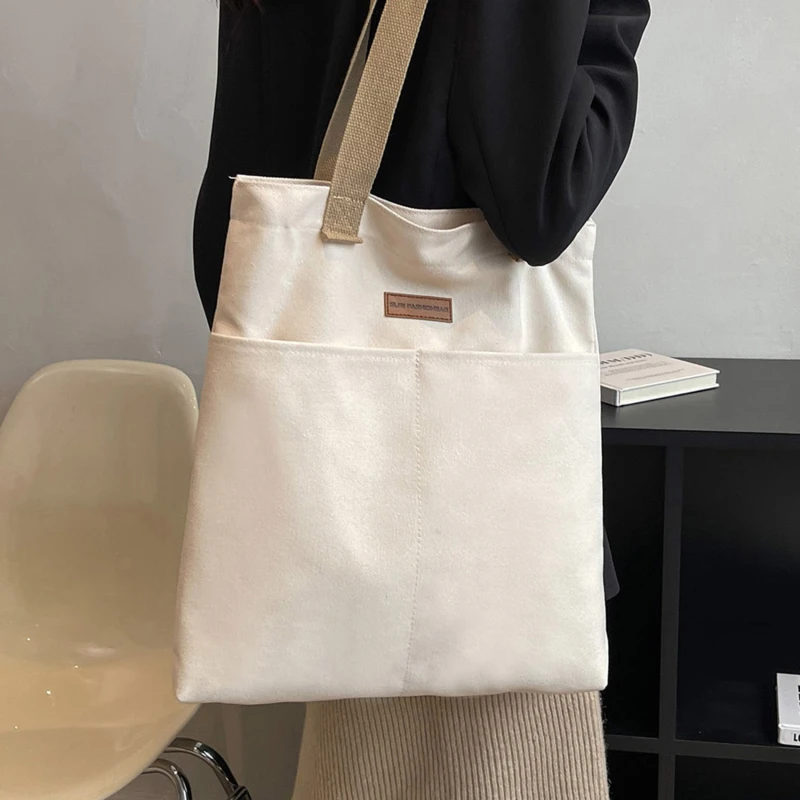 

Canvas Bag Female College Student Class Shoulder Bag Commuter Large Capacity Niche Design Casual Portable Storage Bag