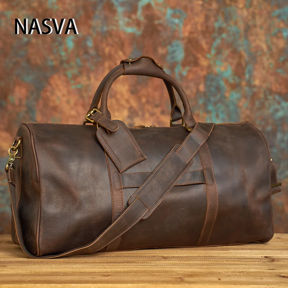 

Винтажная кожаная дорожная сумка Nasva для мужчин, мессенджеры на ремне, спортивные мешки для ноутбука 15 дюймов