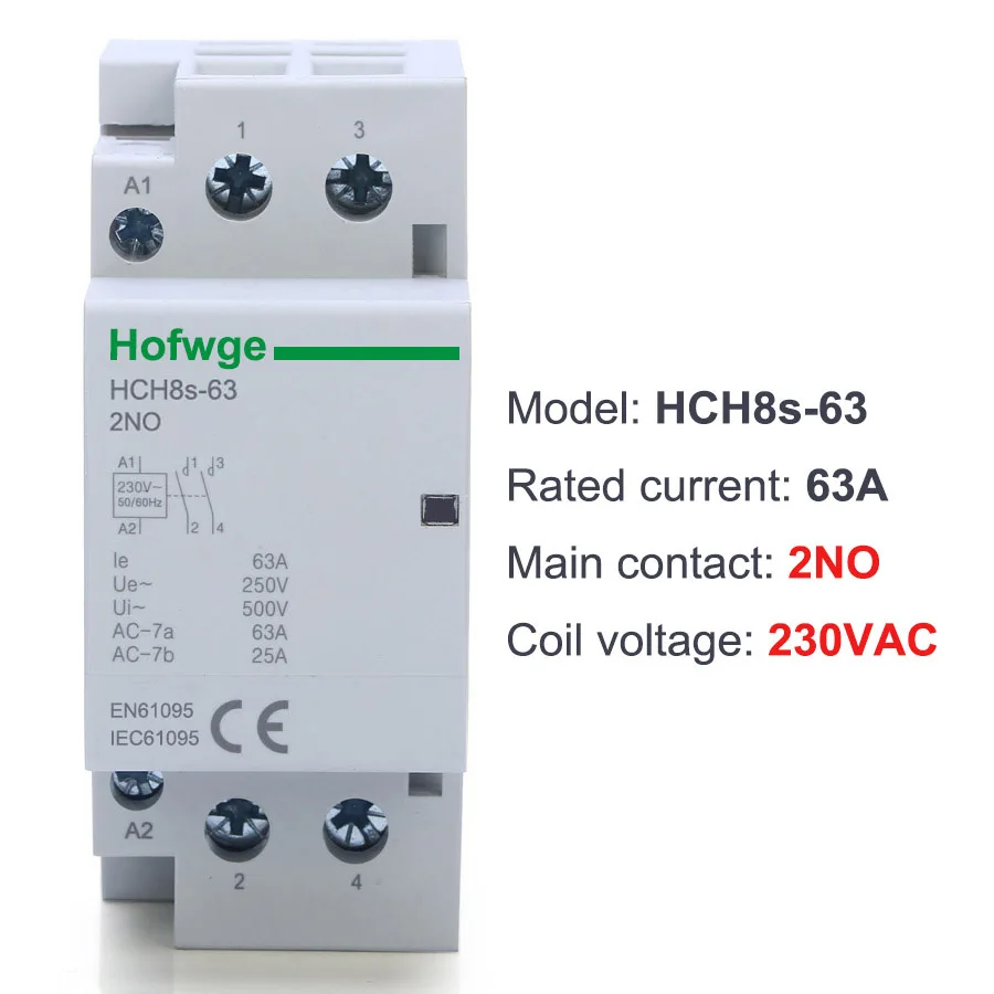 

HOFWGE HCH8s-63 контактор 2P 40A 63A