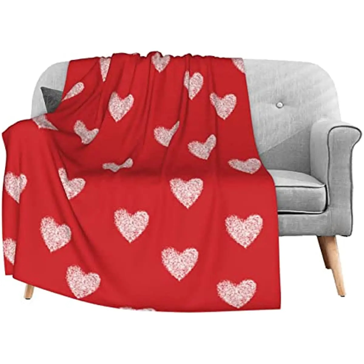 

Flannel Blanket Happy Valentine's Day Heart Red Lightweight Cozy Bed Blanket Soft Throw Blanket fits Couch Sofa Suitable