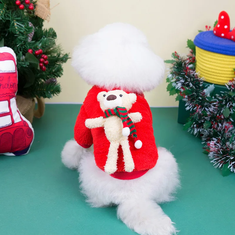 

Scarf Bear Christmas Pet Sweater Autumn Winter Puppy Warm Pullover Korean Version Dog Clothes Pet Supplies