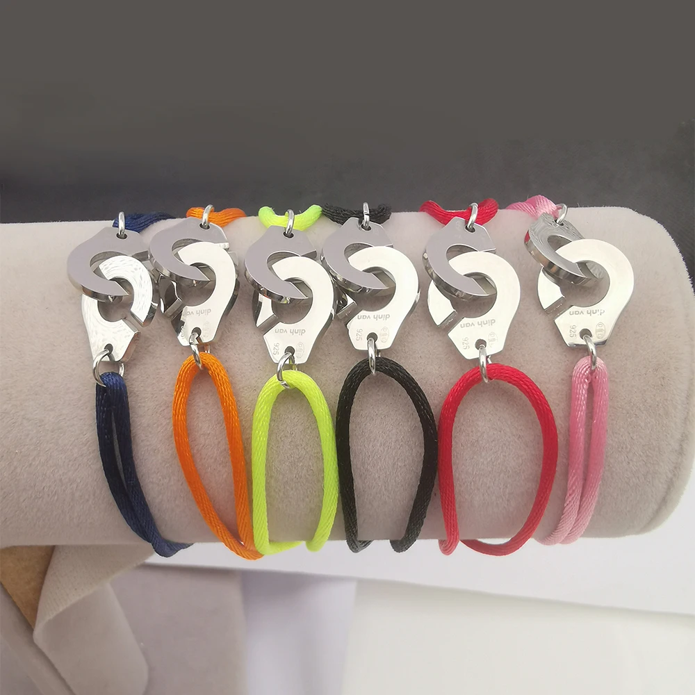 

Stainless Steel Handcuff Bracelet Adjusstable Lace Up Rope Chain Bracelet Menottes Bijoux Corde Women Bracelet