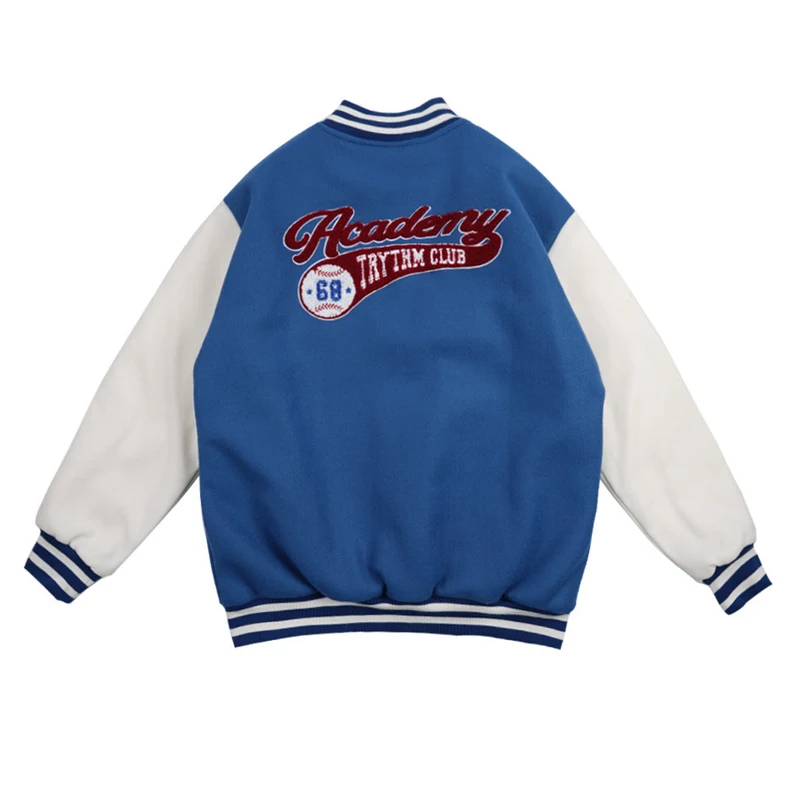 

2022 New Arrival Patchwork Pattern Top Fashion Baseball Bomber Jacket Men Cotton Loose Casual Letter Rib Sleeve Brand Clothing