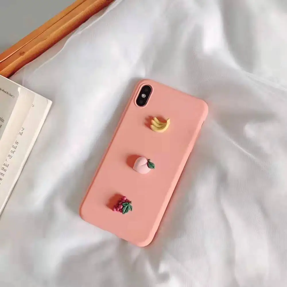 

Full Cover 3D Fruit Peach Avocado Macaron Soft Silicon Phone Case For Iphone X XR XS 12 11 Pro MAX 6 7 8 Plus For Samsung S10 9