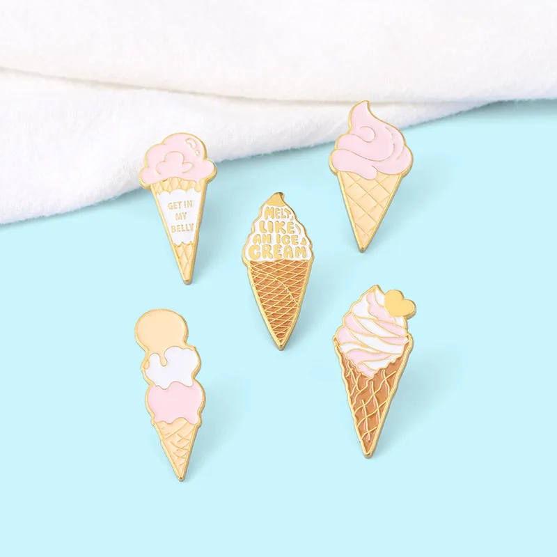 

2PCS New cartoon jewelry personality creative ice cream cone series brooch clothes accessories badges lapel pin Fashion