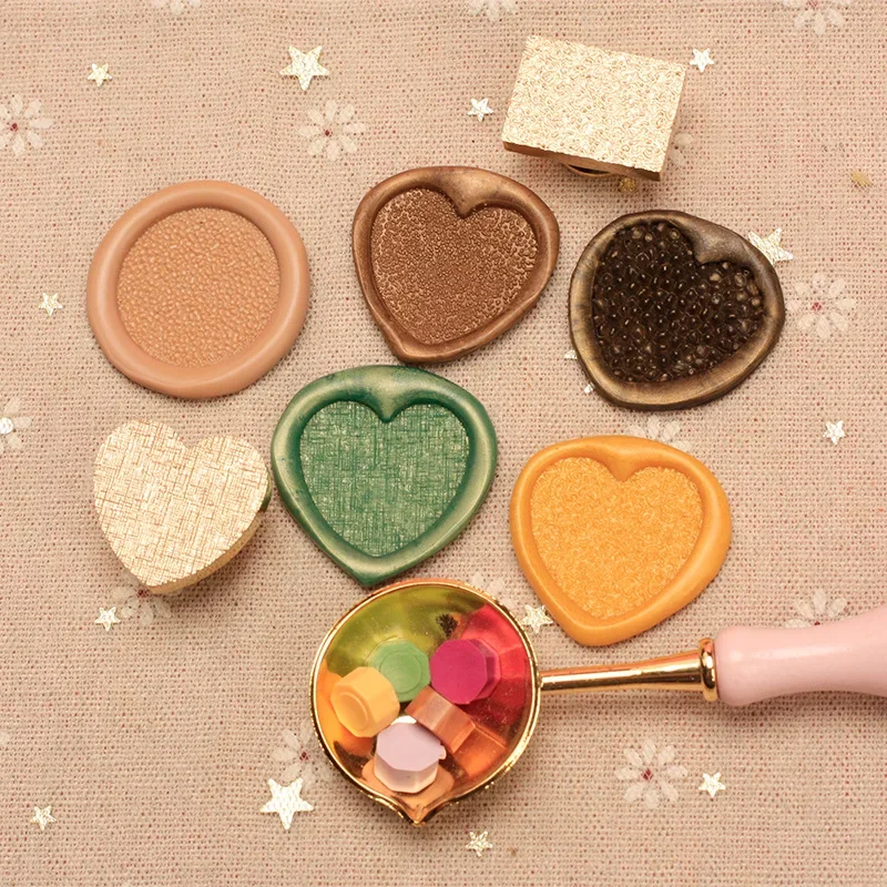 

Seals Wax Stamps Love Rectangle Cloth Pattern Dots Embossed Brass Stamp Head DIY Handmade Crafts Wedding Decoration Card Making