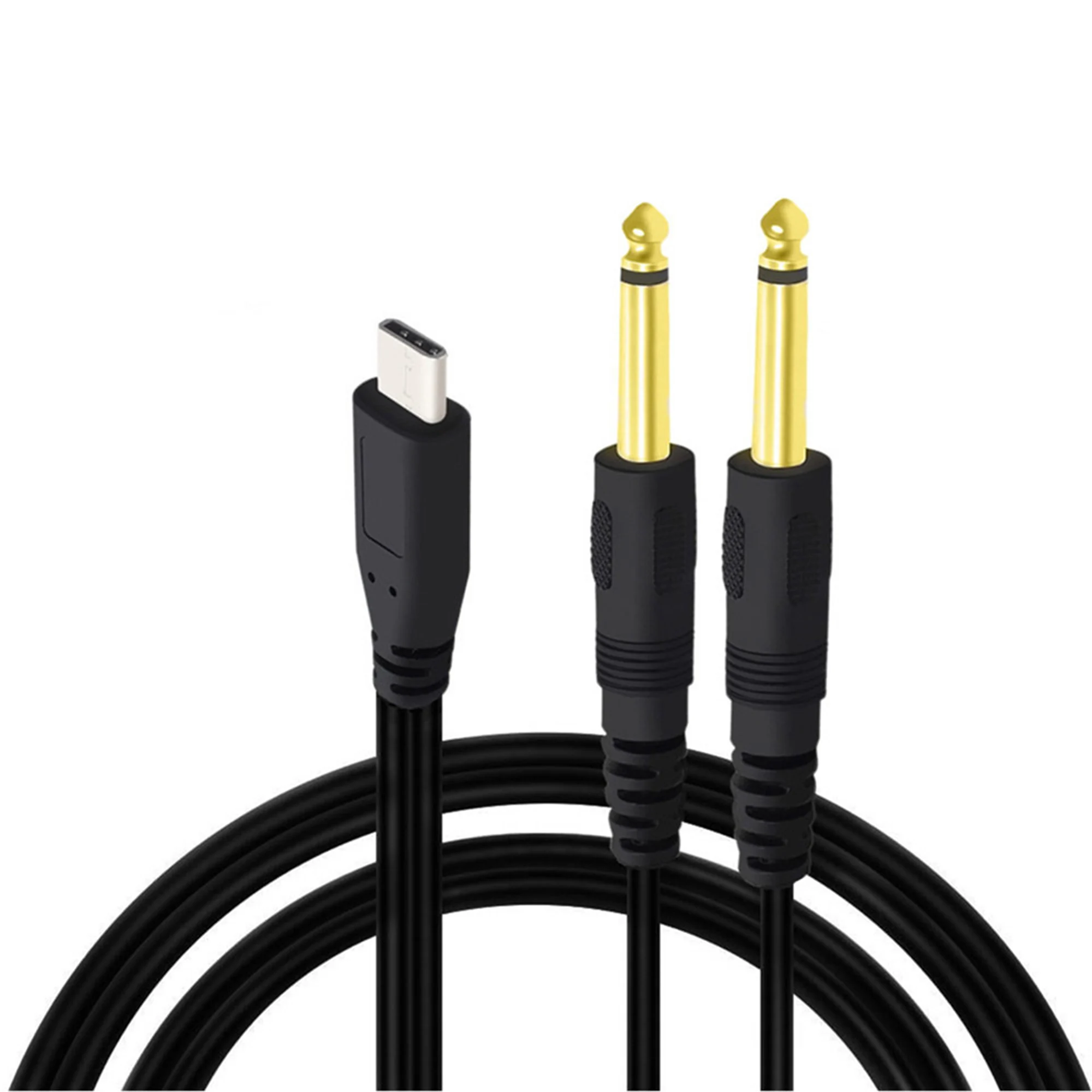 USB C к двойному аудиокабелю 6 35 мм 1/4 дюйма TS Mono Y-Splitter для смартфона планшета