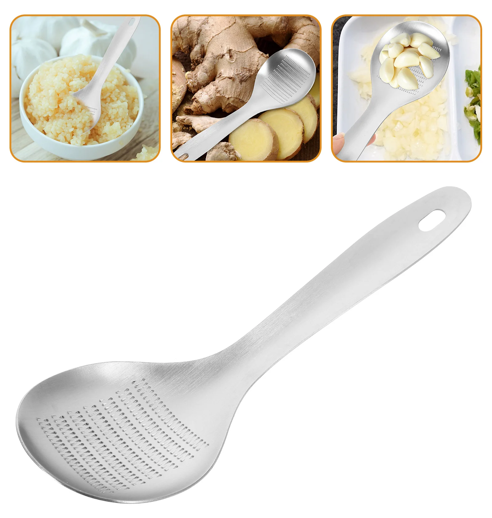 

Garlic Grater Ginger Grinder Crusher Spoon Press Stainless Steel Mincer Tool Kitchen Cheese Squeezer Vegetable Fruit Rocker
