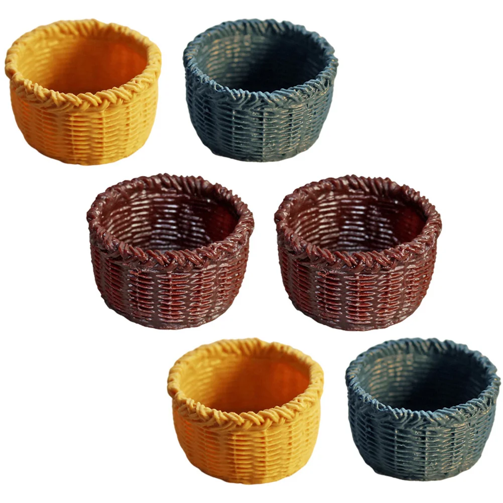 

Basket Miniature Minihouse Wicker Picnic Baskets Bread Furniture Flower Accessories Decor Fruit Woven Ornament Decoration Kids