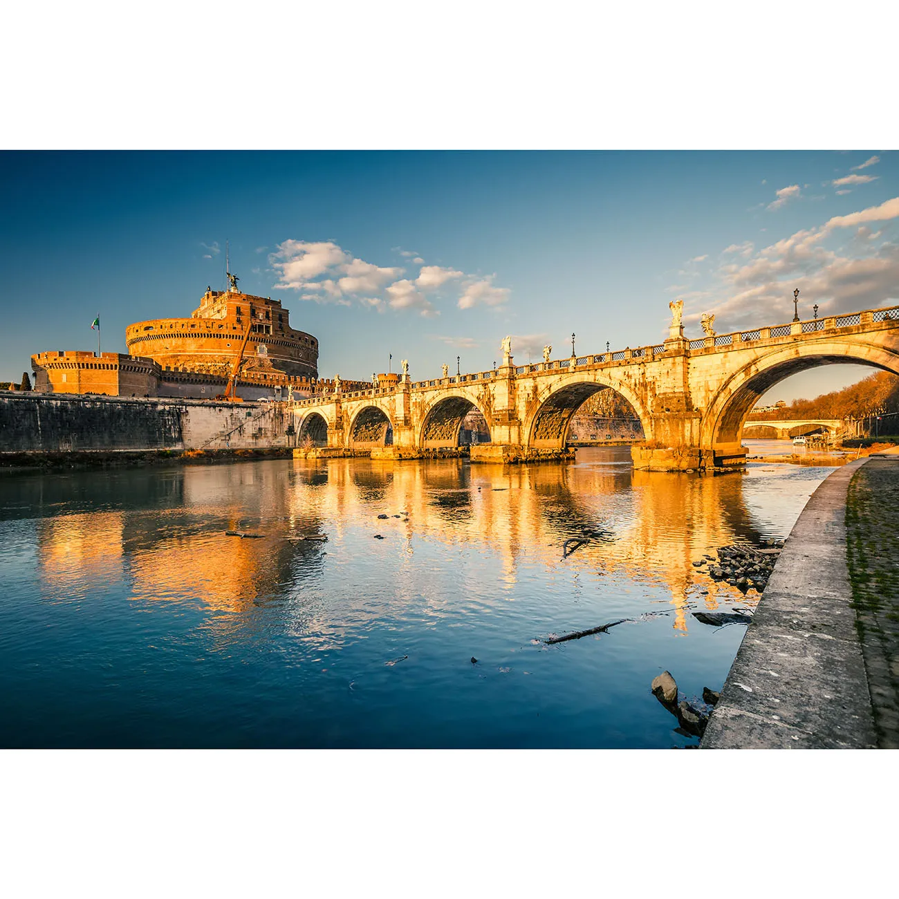 Saint Angel Castle and Bridge over the Tiber River in Rome Italy Tourist Attractions Photography Background Photo Backdrop