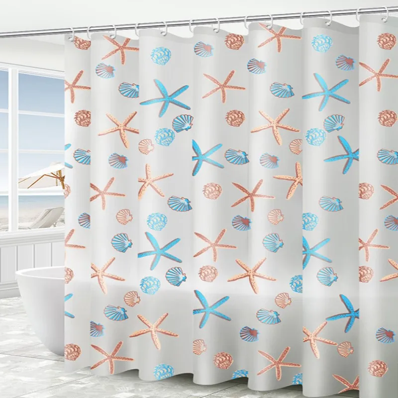 

starfish Printing nature shower curtain Kitchen curtains Romantic Art Waterproof for Bath with Hooks For Bathroom