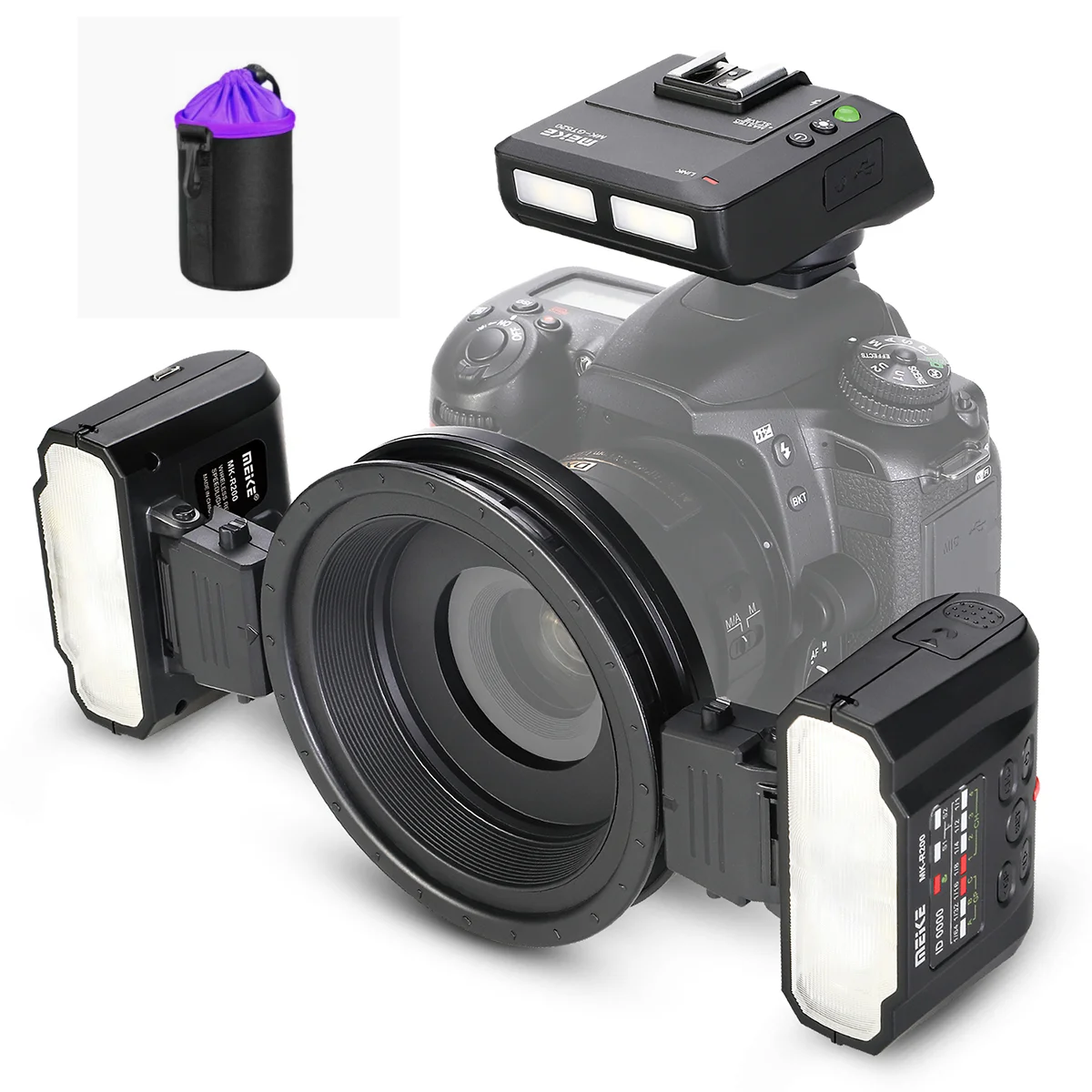Фото Кольцевая макро-вспышка Meike MK-MT24 II Macro Twin Lite Flash для Nikon DSLR D850 D800 D90 D80 D5300 D1X D2X D2 D2H №1