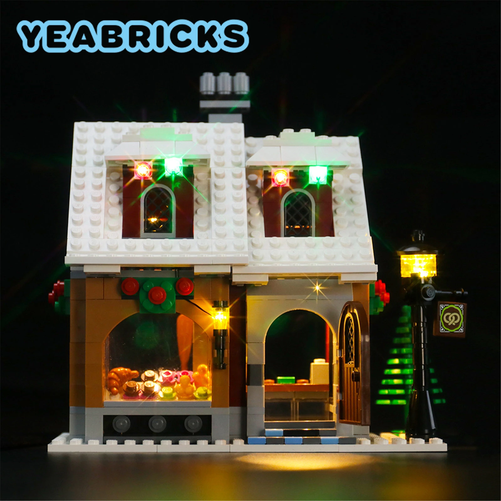 YEABRICKS набор со светодиодной подсветкой для 10216 г. Зимняя деревня хлебобулочные