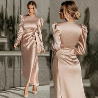 elegant hot sale long sleeve mother dresses ankle length wedding party gowns round neckline bow mother of the bride dresses 2022