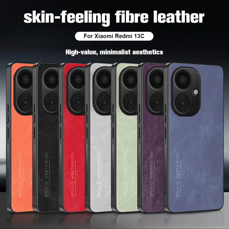 Кожаный чехол для телефона Xiaomi Redmi 13C 5G 2024 6 74 дюймов волокнистый кожаный защитный